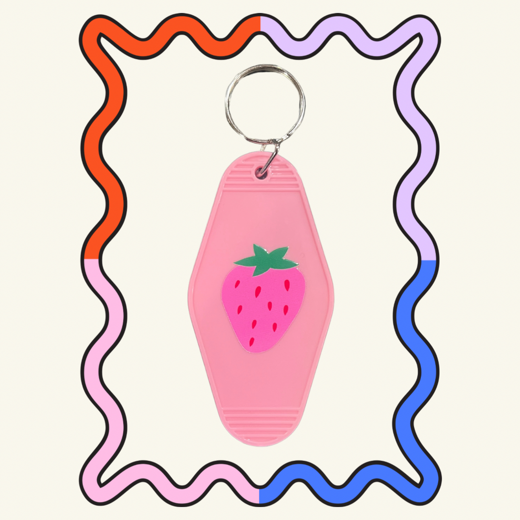 Pink Strawberry Keychain